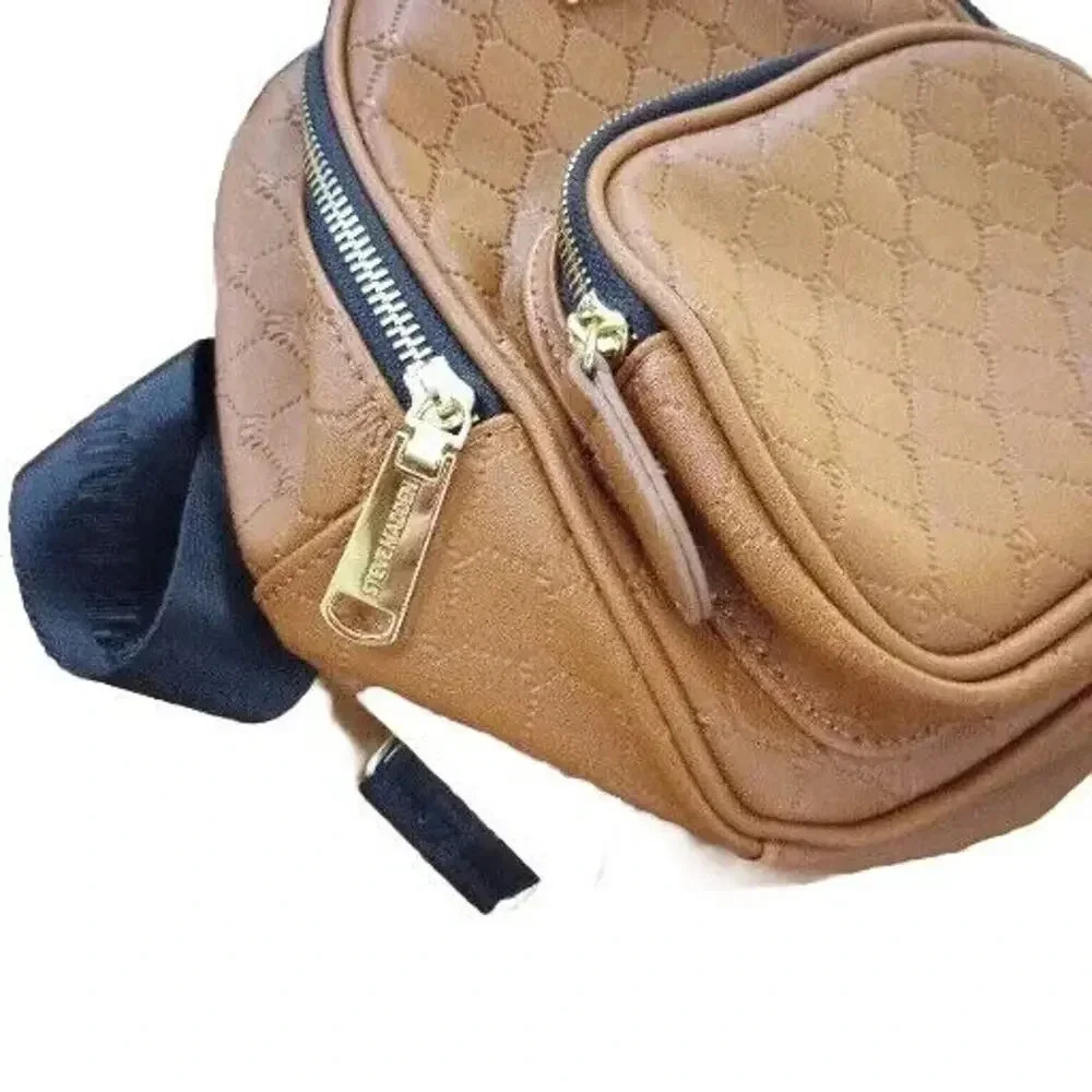 Steve Madden Mini Backpack‎ Mint BBLogo Cognac Brown Bag Purse Adjustable Straps
